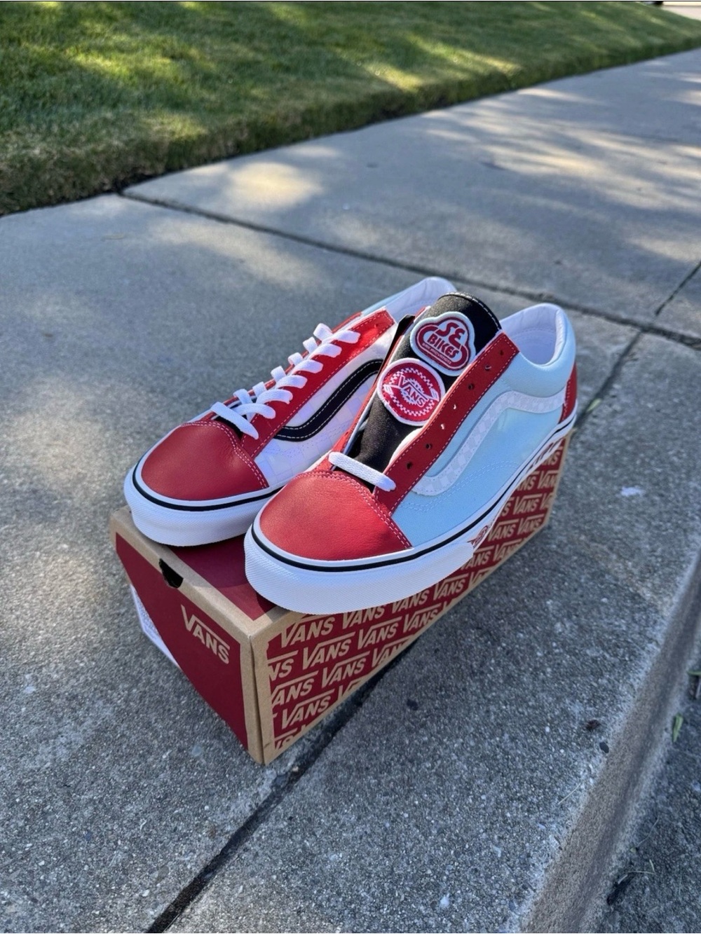Vans Old Skool Low-Top Sneakers in Red, White & Black